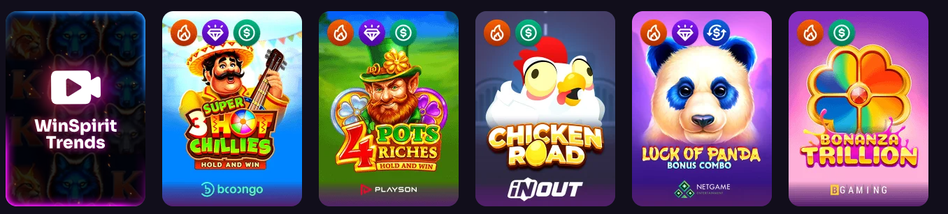 Top WinSpirit Casino Spiele: 3 Hot Gorillas, 4 Secret Riches, Chicken Road, Luck of Panda, Bonanza Trillion
