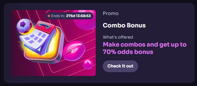 Combo Bonus – bis zu 70% Quoten-Bonus