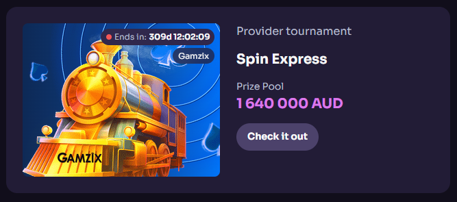 Spin Express Provider-Turnier von Gamzix – 1.640.000 AUD