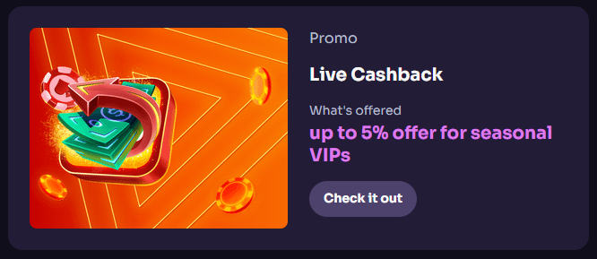 Live Cashback – bis zu 5% für saisonale VIPs